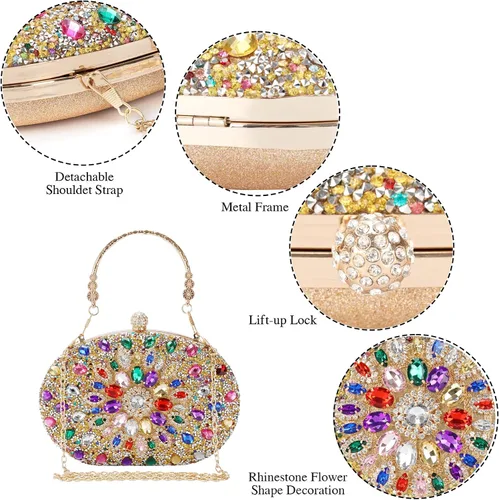 Miniatura 3 de COAIMANEY Bolso de mano con purpurina brillante para mujer, bolso de hombro para boda, fiesta, baile de graduación