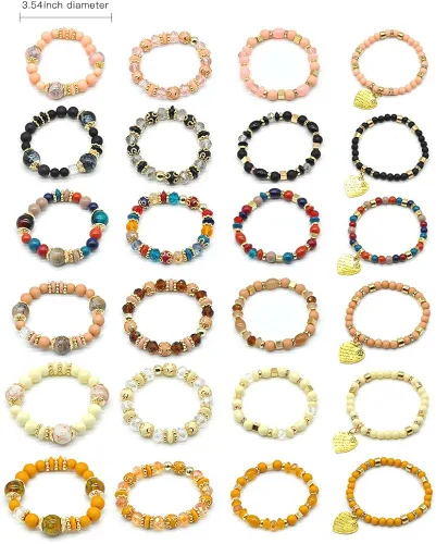 Miniatura 5 de VONRU - Conjuntos de pulseras bohemias para mujer 6 juegos de pulseras elásticas apilables multicolor estilo hippie joyas finas