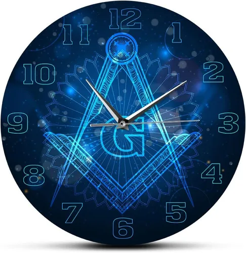 The Geeky Days Reloj de pared silencioso con logotipo masonista, sin tictac, decoración del hogar, reloj de pared colgante de caballeros templarios,