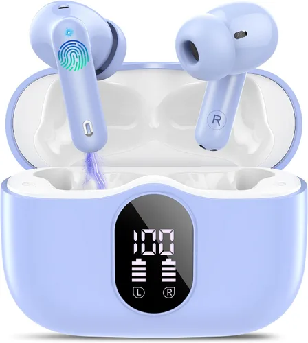 Miniatura 19 de Auriculares inalámbricos, Auriculares Bluetooth 5.4 con graves estéreo, Auriculares intrauriculares con micrófono de cancelación de ruido y pantalla