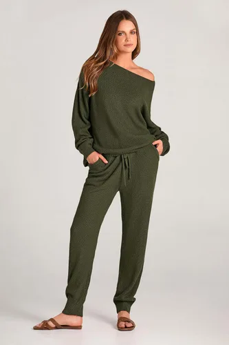Miniatura 9 de PRETTYGARDEN Conjunto de 2 piezas para mujer, sudadera de manga larga y pantalones largos, ropa de descanso