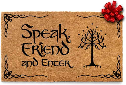 Miniatura 7 de MAINEVENT Felpudo con texto en inglés "Speak Friend and Enter", 30 x 17 pulgadas, Mercancía de Trilogía, Felpudo de Bienvenida para Exteriores