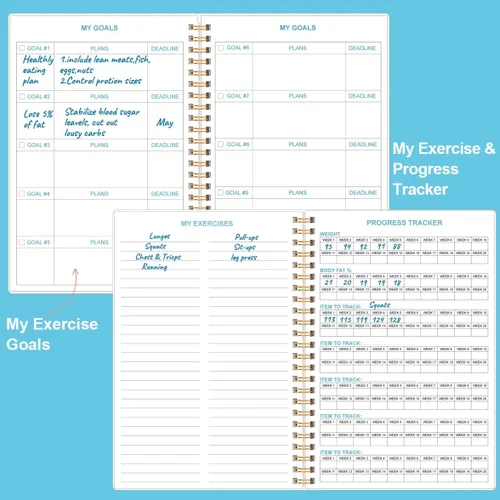 Miniatura 4 de Diario de fitness simplificado para mujeres y hombres, diario/planificador de entrenamiento A5 diario de registro de ejercicios para pérdida