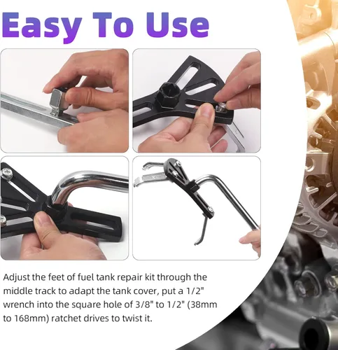 Miniatura 5 de Swpeet Kit de herramientas universales de extracción de bomba de combustible, 2 piezas, tapa de depósito de combustible, llave inglesa de módulo