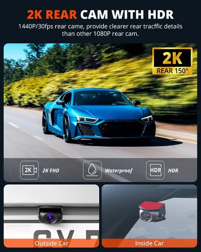 Miniatura 6 de Cámara de salpicadero Kingslim D4PRO delantera y trasera - Cámara de salpicadero dual para coche 4K + 2K con WiFi GPS, grabación interior opcional