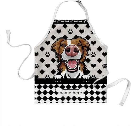 Miniatura 17 de Delantal de aseo de perros de lunares personalizado lindo perro Airedale, rojo (Airedale)