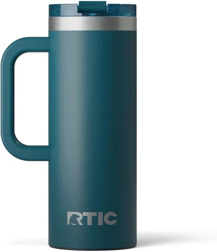 Miniatura 41 de RTIC - Taza de viaje para viajes de 16oz con tapa y asa, forrada en cerámica, aislada, de acero inoxidable, metálica, de doble pared con aislamiento