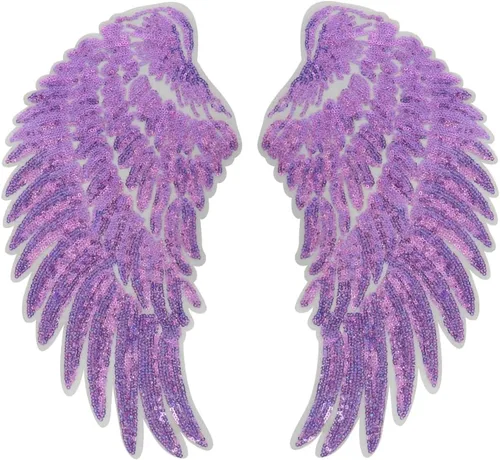 Miniatura 8 de 1 par de lentejuelas con alas de ángel bordadas para planchar para decoración de ropa (rosa intenso)