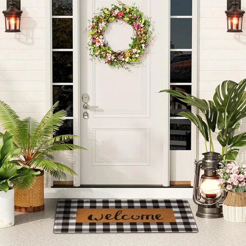 Miniatura 7 de Tapete de bienvenida para interiores y exteriores, resistente a cuadros, tapete de bienvenida para puerta delantera, antideslizante, duradero