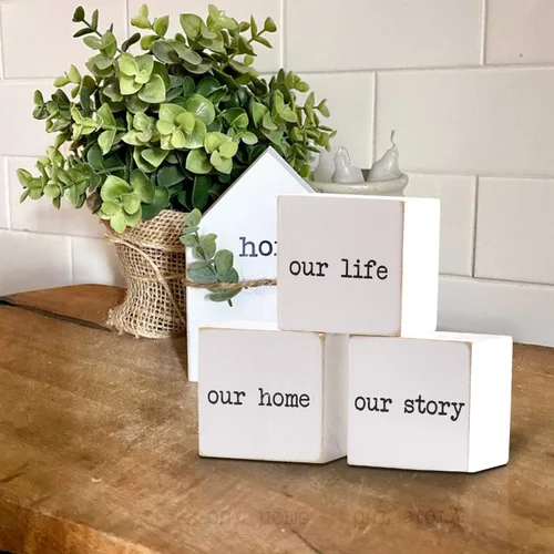 Miniatura 6 de This is Us Sign & Our Life Story - Bloques de letras para el hogar, mesa rústica para decoración del hogar, soporte de TV, comedor, decoración