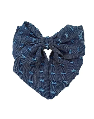 Miniatura 9 de Pinza para el pelo de mezclilla azul, con lazo para niñas, color azul, vaqueros, pasador para el pelo para niñas, lazos grandes, BW01 (azul claro)