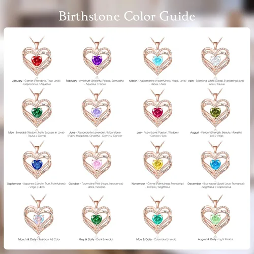 Miniatura 4 de Beauyist Birthstone Necklaces for Women & Girls, Love Heart Pendant Necklace Chains Jewelry Gifts, 5A Zirconia I Love You Necklace, Anniversary