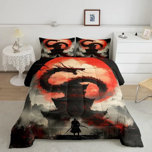 Miniatura 32 de jejeloiu Juego de edredón abstracto verde, gris y negro, tamaño individual, juego de ropa de cama de arte geométrico moderno, edredón rectangular