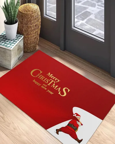 Miniatura 5 de Tapete para puerta delantera, antideslizante, absorbente, para puerta de entrada, para interiores y exteriores, tapete pequeño de Feliz Navidad