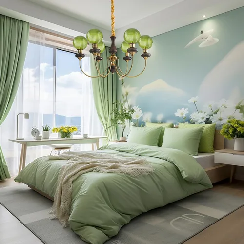 Miniatura 3 de Candelabro de globo de cristal verde con 6 luces, lámpara colgante moderna de mediados de siglo, lámpara colgante Art Deco para comedor, cocina