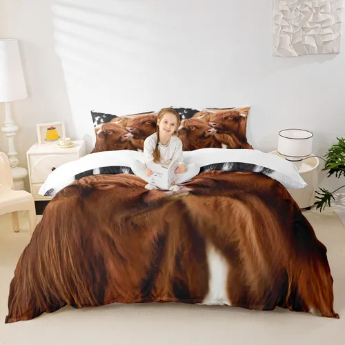 Miniatura 30 de Homewish Juego de ropa de cama de elefante, tamaño Queen, funda de edredón a rayas azules para niños y niñas, juego de funda de edredón de animales
