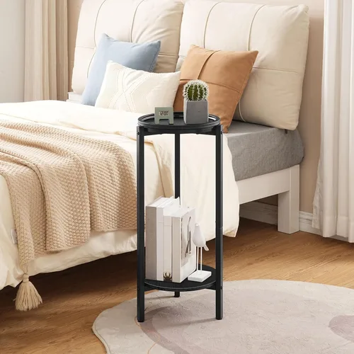 Miniatura 6 de HOOBRO Mesa auxiliar redonda pequeña, mesa para bebidas de café para sofá, esquina, 73 cm de alto, estrecha, mesa de noche redonda, pedestal