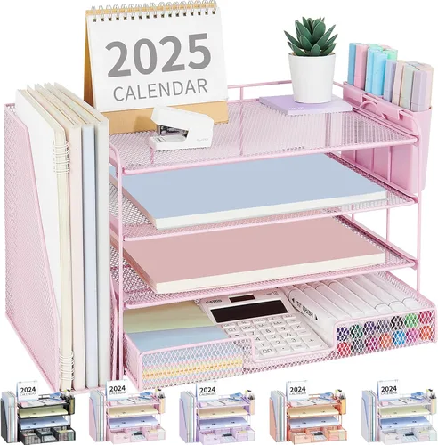 Miniatura 18 de OPNICE - Organizadores de escritorio y accesorios, para espacio de trabajo, suministros de oficina, organizador de archivos con 2 soportes para Negro