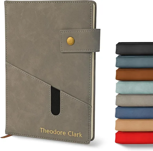 Miniatura 8 de Promot Cuaderno Personalizado - Diario en Cuero A5 con Páginas Rayadas para Hombres y Mujeres - Cuaderno Ejecutivo de Tapa Dura, Diario Diario