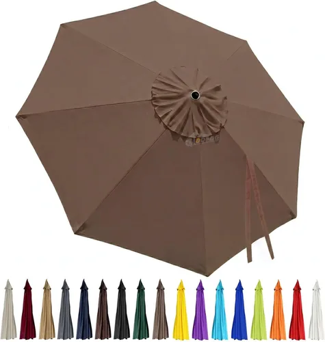 Miniatura 25 de Toldo de repuesto para sombrilla de patio de 10 pies, 8 varillas, impermeable y resistente a la decoloración, tela de poliéster gruesa para patio