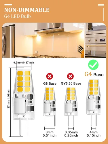 Miniatura 3 de Bombilla LED G4 T3 JC con base bi-pin 3W AC/DC 12V blanco cálido 3000K 20W-25W reemplazo de bombilla halógena para debajo del gabinete, lámpara