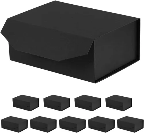 Miniatura 18 de Caja de regalo negra con tapa de 12 x 8 x 2.5 pulgadas, caja de regalo magnética para envolver, caja de regalo a granel para regalo, grano de malla