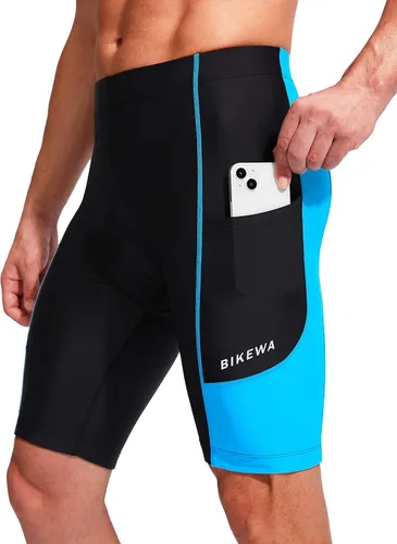 Miniatura 2 de Bikewa Pantalones cortos de ciclismo para hombre con acolchado 3D para ciclismo de carretera, ciclismo de montaña, ciclismo UPF 50+, bolsillos