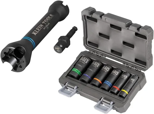 Miniatura 14 de Klein Tools 66090 Juego de llaves de impacto de 1/2 pulgada, diseño ranurado 2 en 1, enchufes profundos de 12 puntos, para llaves de impacto