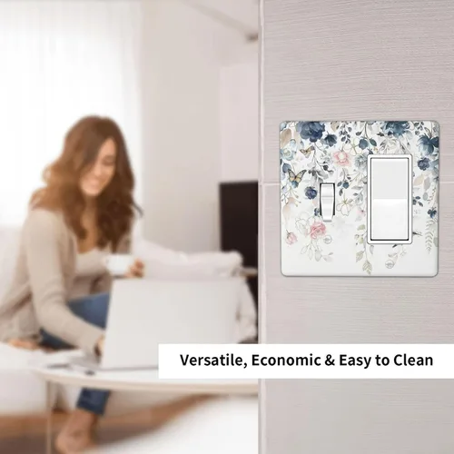 Miniatura 81 de Decorative Outlet Covers Blue Background White Cat Daisy Floral 2-Gang 1-Gang Wall Plate Single Toggle/Rocker Farmhouse Style Light Switch Covers