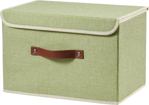 Miniatura 11 de Cajas de almacenamiento con tapa, contenedores de almacenamiento de tela de lino y algodón, contenedores organizadores, cestas decorativas plegables