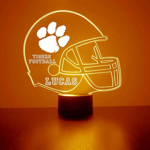 Miniatura 14 de Lámpara nocturna con señal LED personalizada de casco de fútbol de la Universidad de Alabama Crimson Tide con nombre o imagen personalizada
