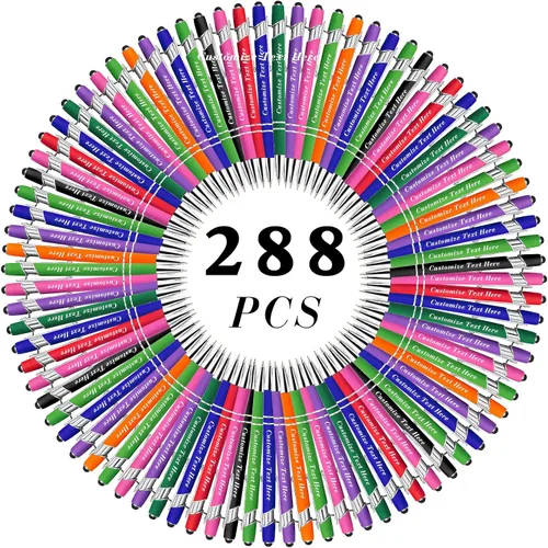 Miniatura 88 de Bolígrafos personalizados a granel con punta de lápiz capacitivo, 12 bolígrafos personalizados con logotipo de mensaje con nombre, bolígrafos