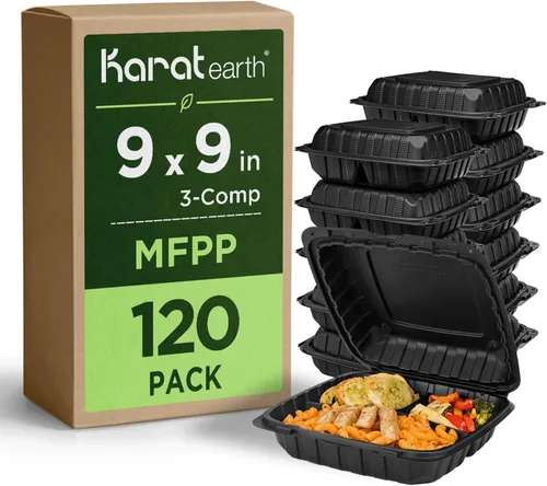 Miniatura 9 de KARAT EARTH Clamshell - Recipientes de alimentos para llevar [6 x 6 pulgadas - 400 quilates] para llevar, aptos para microondas, congelador