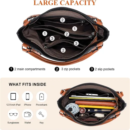 Miniatura 5 de Over Earth Genuine Leather Purses for Women Large Hobo Bags Lady Shoulder Handbags with Detachable Strap