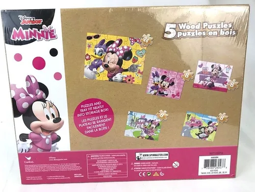 Miniatura 3 de Disney Minnie Mouse - 5 rompecabezas de madera en caja de almacenamiento de madera