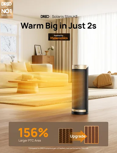 Miniatura 2 de Dreo Calentador de espacio, calentadores eléctricos de 1500 W para uso en interiores con termostato, oscilación de 70°, 8 protecciones de seguridad