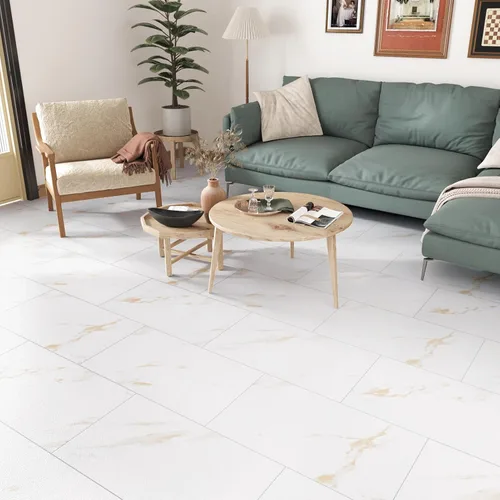 Azulejos de vinilo dorados y blancos, 15 unidades, autoadhesivos, de linóleo, para cocina, dormitorio, baño, azulejos impermeables para suelos de