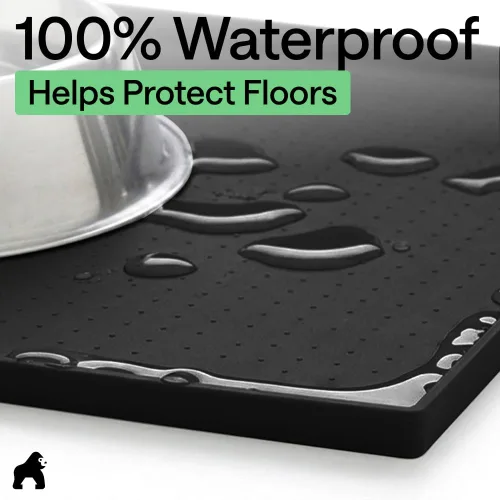 Miniatura 4 de Gorilla Grip - Tapete de 100% silicona impermeable con borde elevado, sin BPA, para alimentación de mascotas, contiene derrames, protege el piso