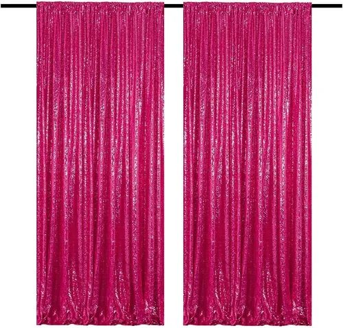Miniatura 46 de Cortinas de fondo de lentejuelas negras con purpurina de 2 x 8 pies, 4 paneles para decoración de bodas, fiestas de cumpleaños, despedidas de Negro