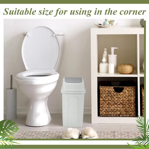 Miniatura 5 de Sumind 2 piezas cubos de basura de baño de 2.6 galones con tapa oscilante, cubo de basura pequeño de plástico para baño, cubo de basura para Verde