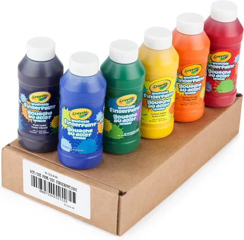 Miniatura 7 de Crayola Pinturas lavables para dedos (6 unidades), suministros de pintura para preescolares y niños pequeños, juego de pintura de dedos para niños