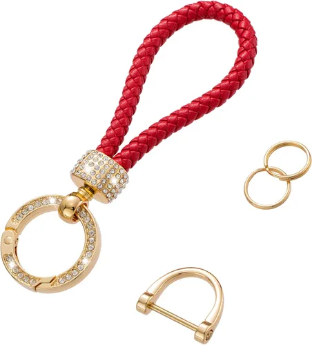 Miniatura 3 de Llaveros de diamantes de imitación brillantes y lujosos con cristales para llaves de auto, llavero para mujeres
