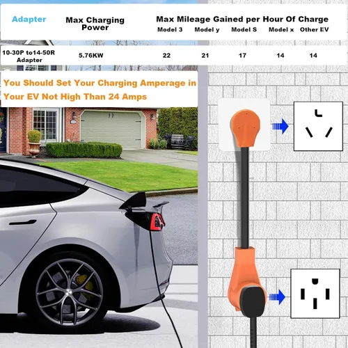Miniatura 5 de NEMA 10-30P a 14-50R Cable adaptador de cargador EV 30 Amp 3 clavijas secadora a 50 Amp 4 clavijas adaptador de conversión EV solo compatible