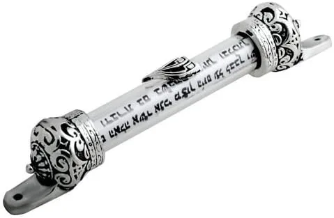 Chapado en plata/bronce rojo/chapado en oro/estaño corona cubierta de 5 pulgadas Mezuzah & Scroll, Judaica Israel regalo judía puerta mezuza de