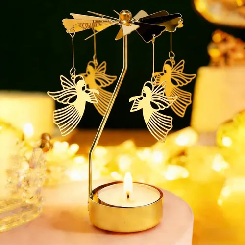 Miniatura 15 de Portavelas giratorio, portavelas giratorio con carrusel, regalo de cumpleaños único para mujeres, mamá, hermana, amigos, Navidad, día de San
