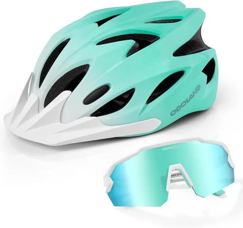 Miniatura 15 de Odoland Conjunto de casco de bicicleta para adultos y lentes de sol de ciclismo para hombres y mujeres, casco de bicicleta certificado de seguridad