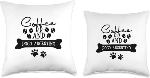 Miniatura 3 de Coffee and Dogo Argentino Almohada de tiro 16x16, multicolor