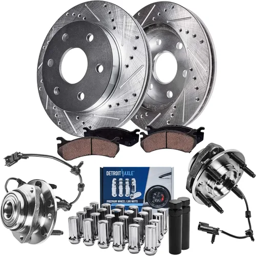 Miniatura 23 de Detroit Axle - Kit de freno delantero para Ford Explorer Mercury Mountaineer 2002-2005 Bujes de rodamiento de rueda perforados y ranurados rotores