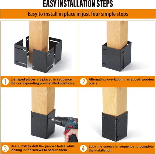 Miniatura 4 de Protector de poste ajustable de acero inoxidable (rango de 3.3 a 6 pulgadas), protege los buzones y vallas de madera de la cortadora de césped