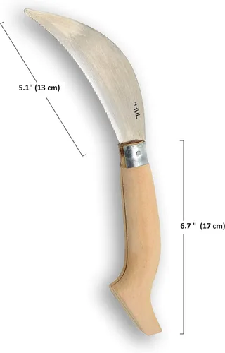 Miniatura 5 de Hoz de jardín plegable de 12 pulgadas - Herramienta manual para desbrozadora manual de hierba con acero dentado para mantenimiento de césped y jardín
